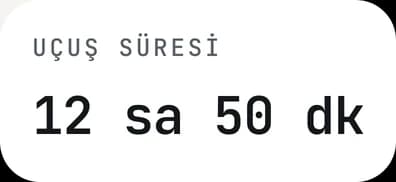 Uçuş süresi kutusu: havada geçen toplam saat.