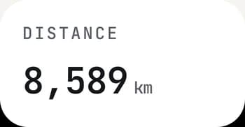 Distance tile: total kilometres flown.